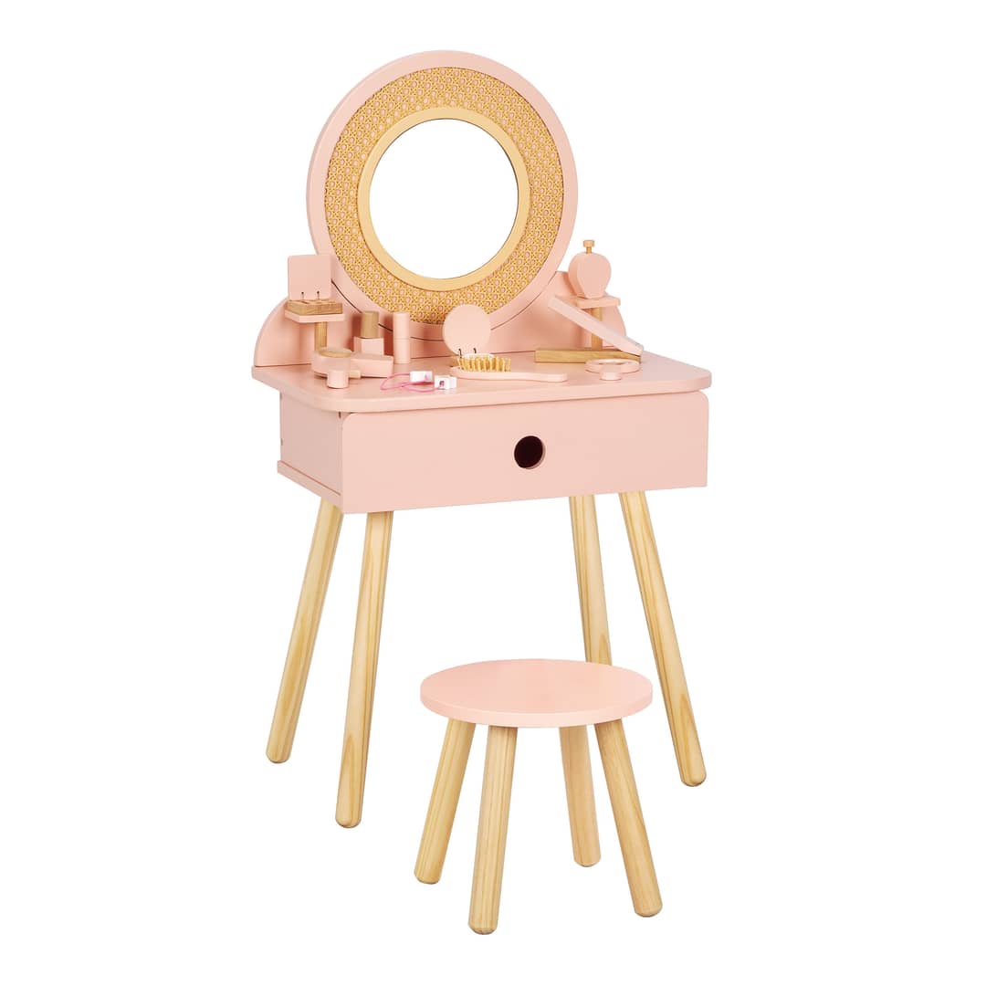 Tooky Toy Wooden Dressing Table with Rattan Look
