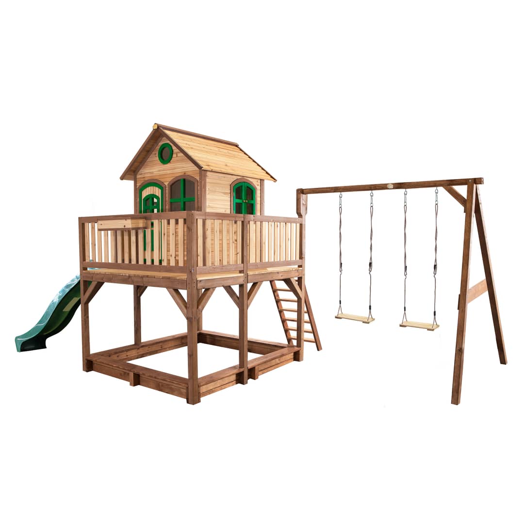 AXI Liam Playhouse with Double Swing Set Brown/Green