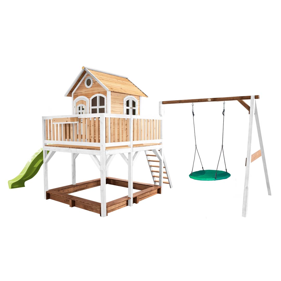 AXI Liam Playhouse with Summer Nest Swing Set Brown/White