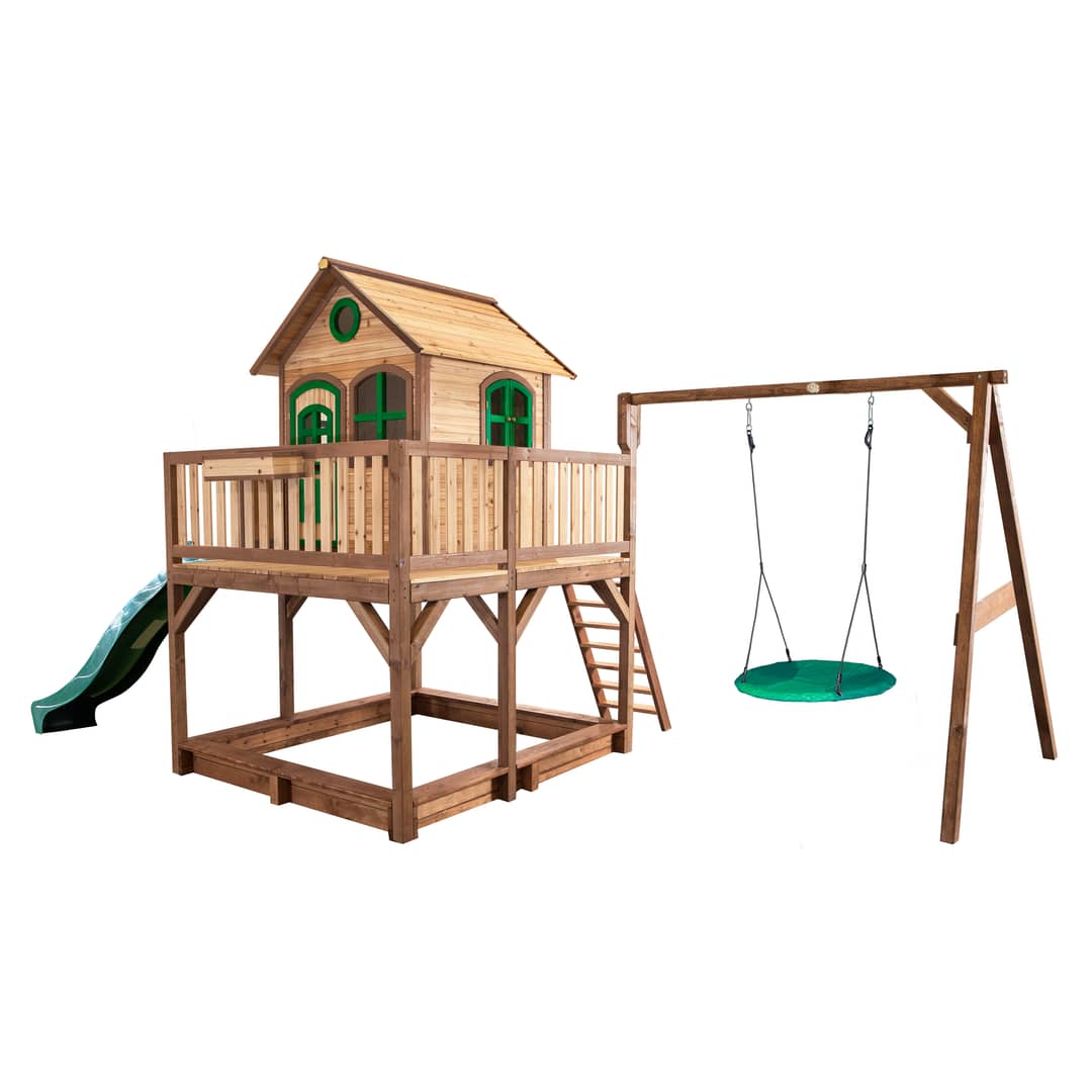 AXI Liam Playhouse with Summer Nest Swing Set Brown/Green
