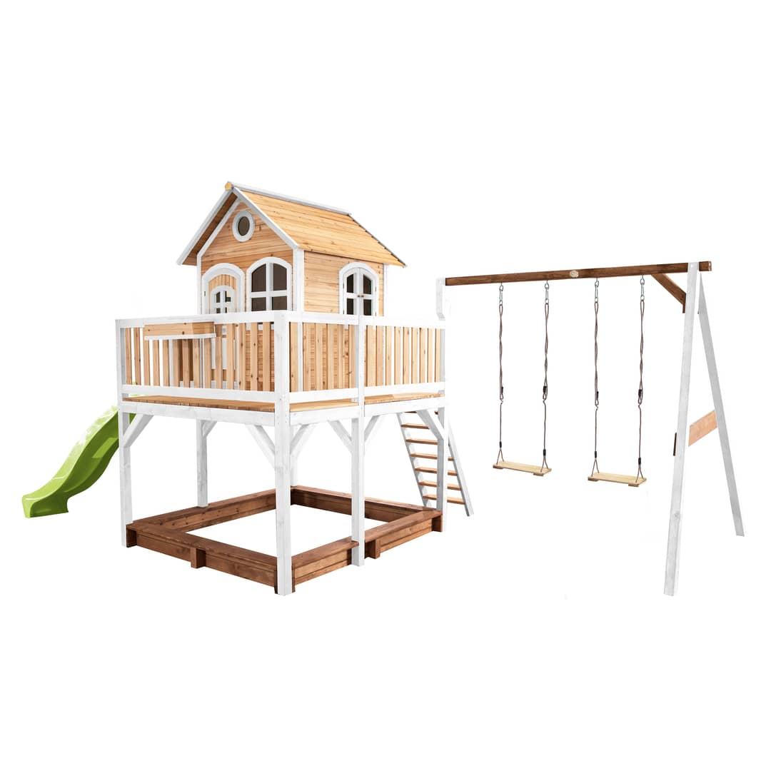 AXI Liam Playhouse with Double Swing Set Brown/White