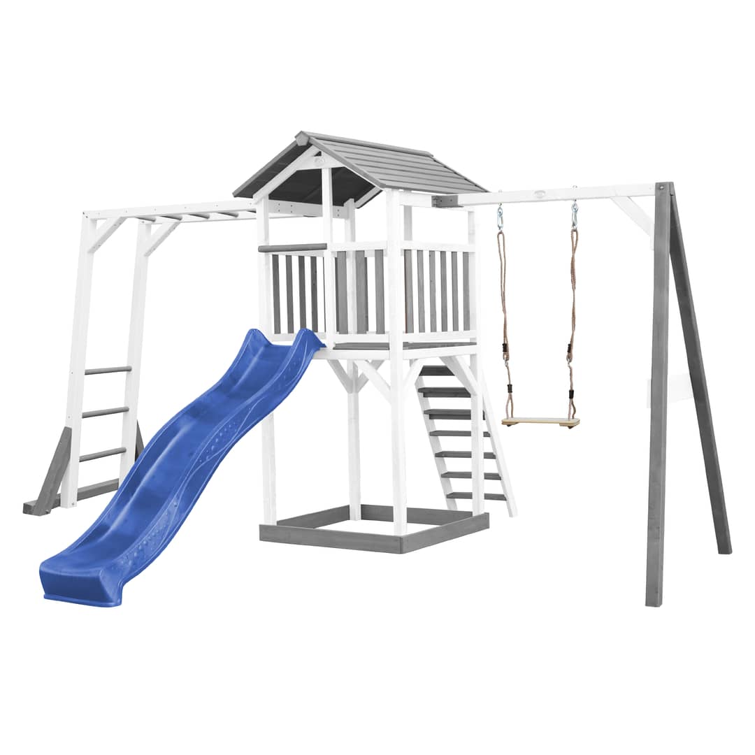 AXI Beach Tower with Climbing Frame and Single Swing Set Grey/White