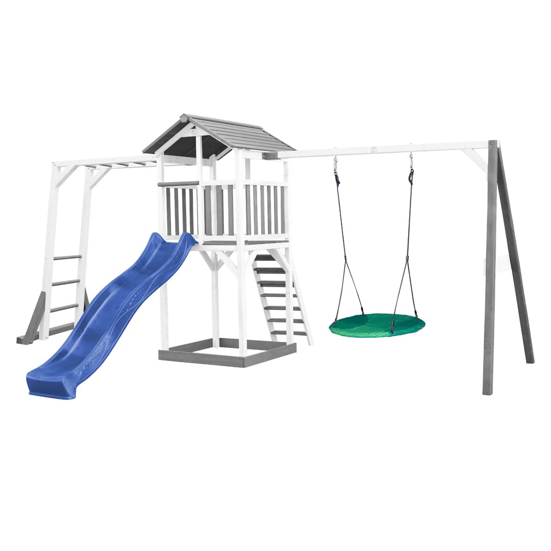 AXI Beach Tower with Climbing Frame and Summer Nest Swing Set Grey/White
