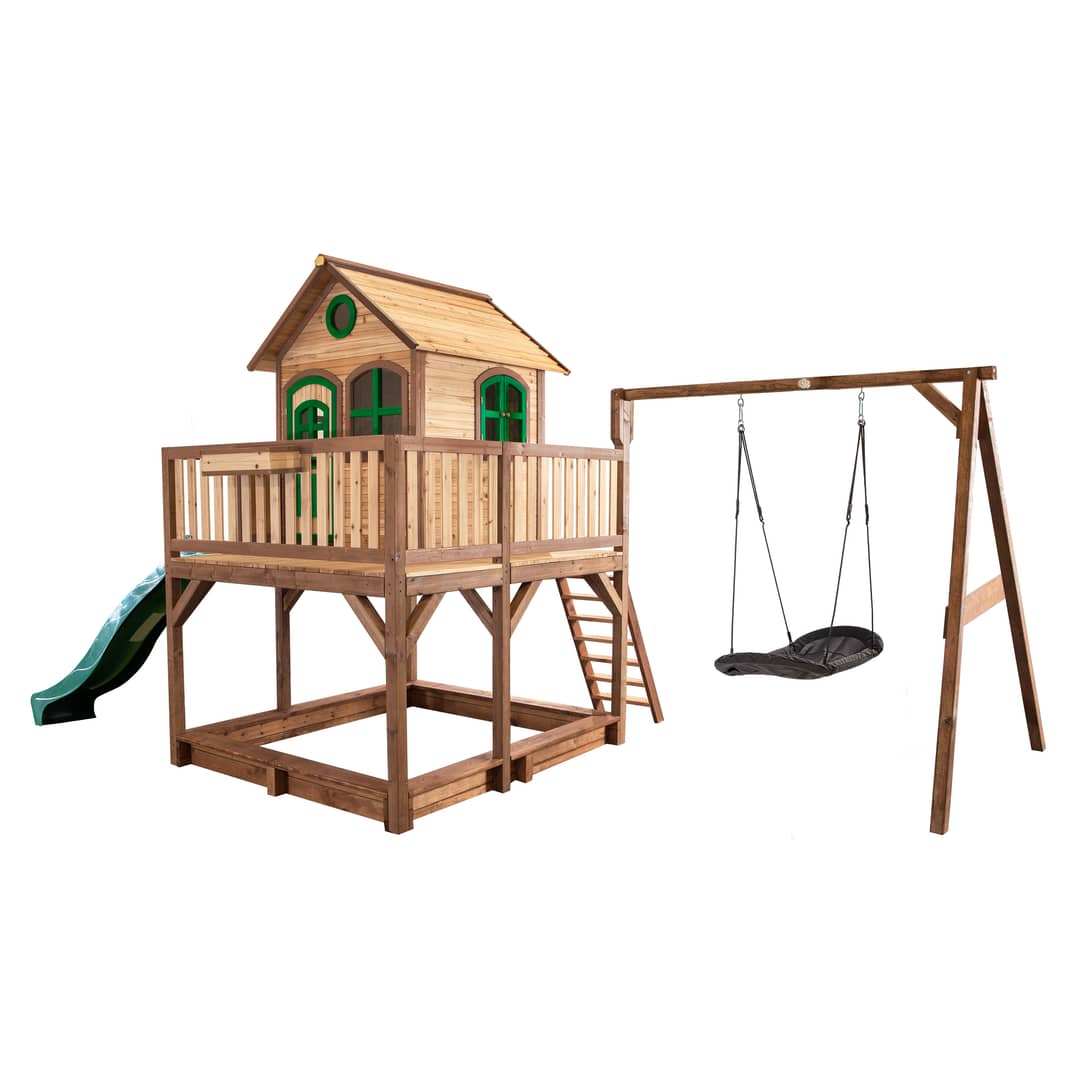 AXI Liam Playhouse with Roxy Nest Swing Set Brown/Green