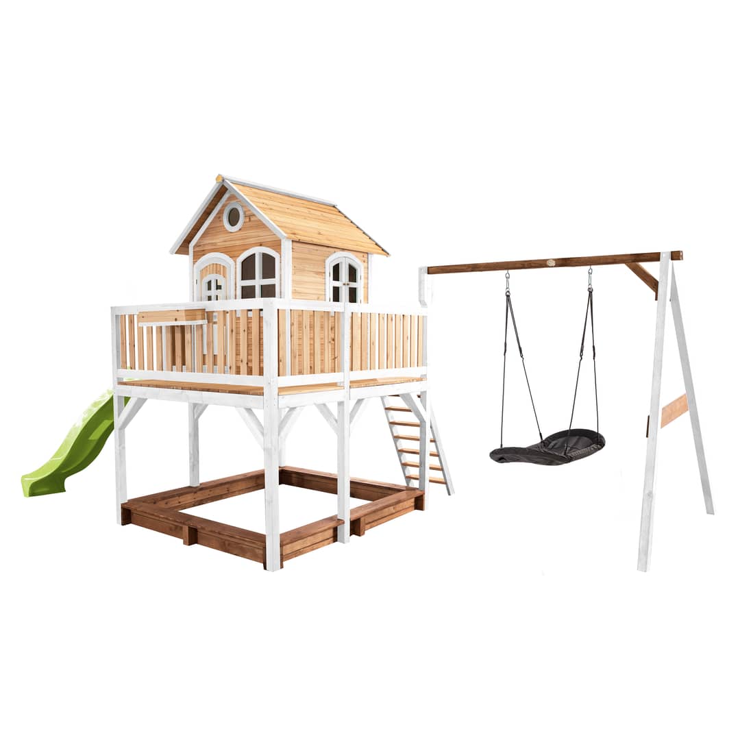 AXI Liam Playhouse with Roxy Nest Swing Set Brown/White