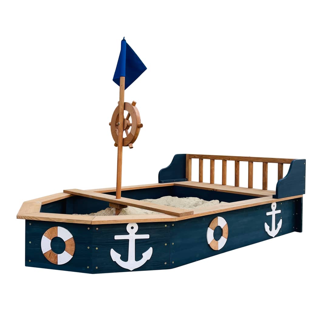 AXI Doris Boat Sandbox with storage bench - 153 x 90 x 100 cm