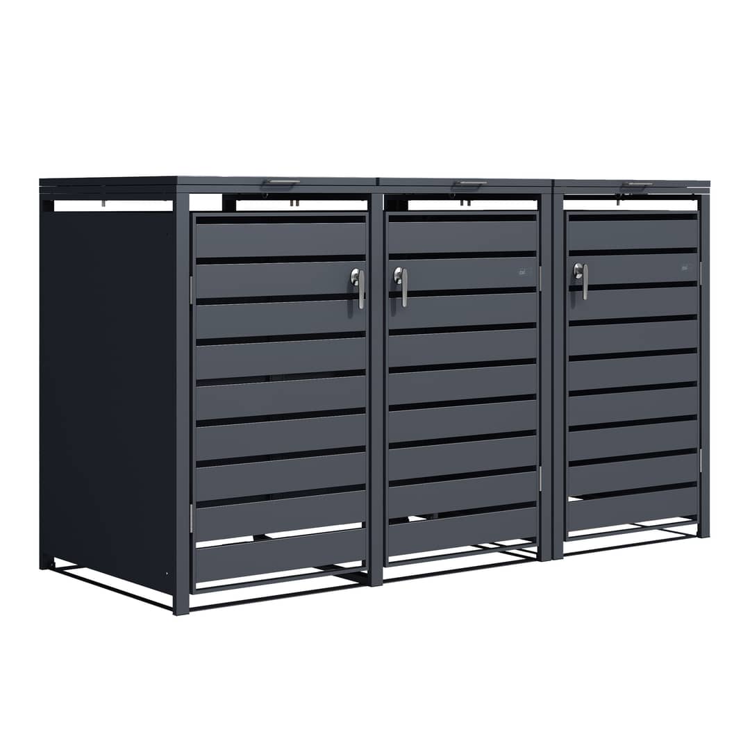 AXI Lucas Metal Garbage Bin Shed Anthracite - 3 Garbage Bins