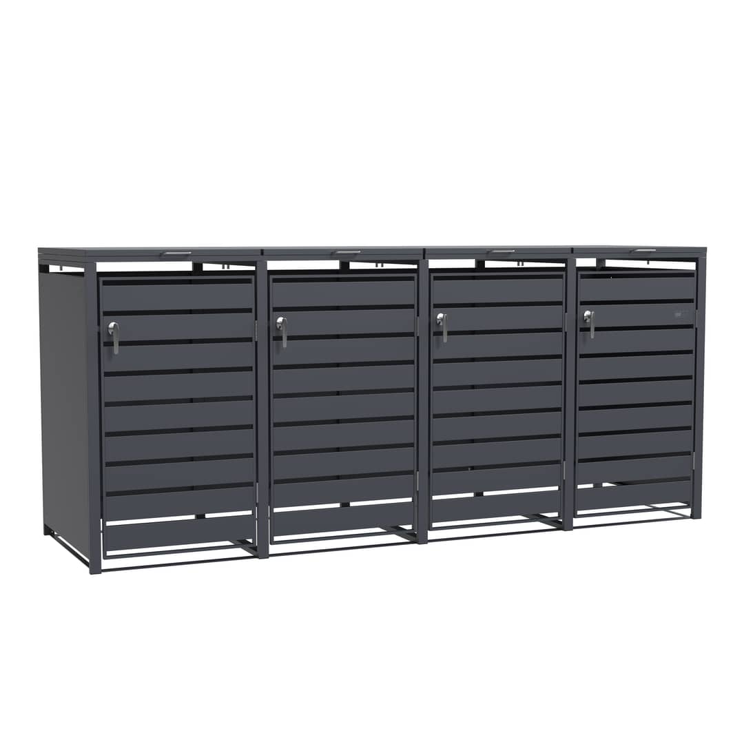AXI Lucas Metal Garbage Bin Shed Anthracite - 4 Garbage Bins