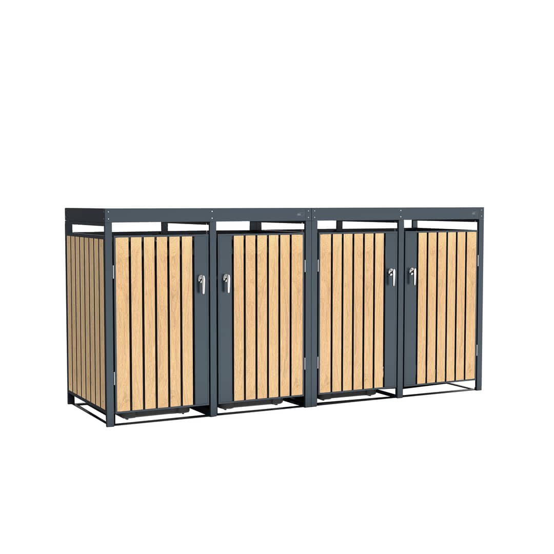 AXI Leon Metal Garbage Bin Shed with Planter - 4 Garbage Bins