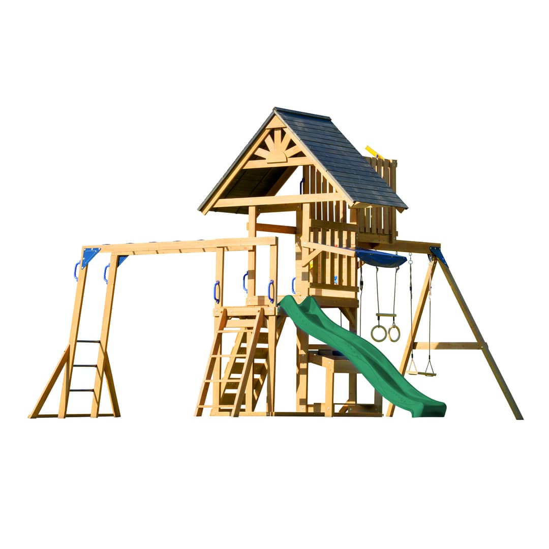 AXI Mitch Climbing Frame with Double Swing, Trapeze and Lookout Tower –