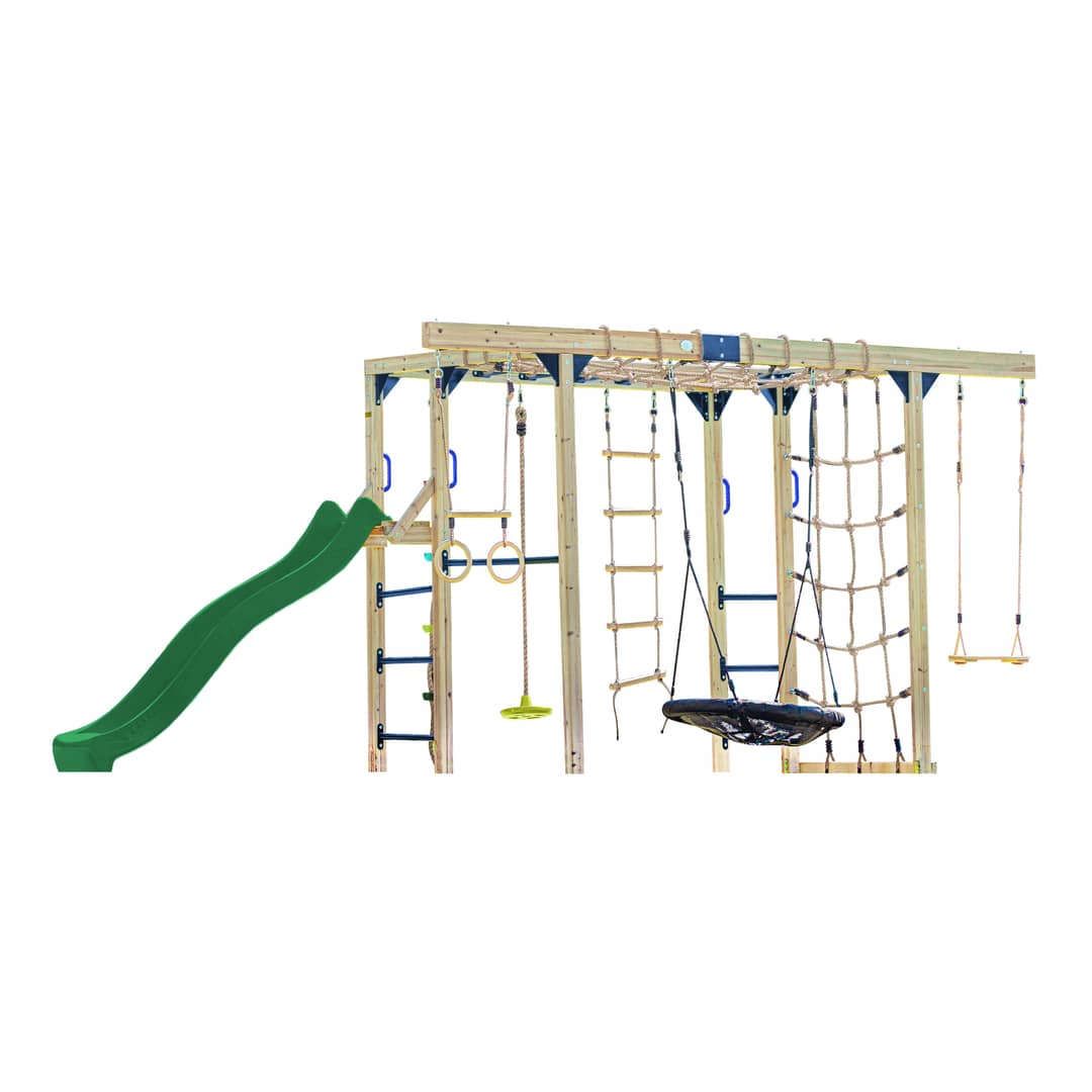 AXI Boris Wooden Playcentre with Swings, Trapeze, Climbing Nets and Monkey Bars –
