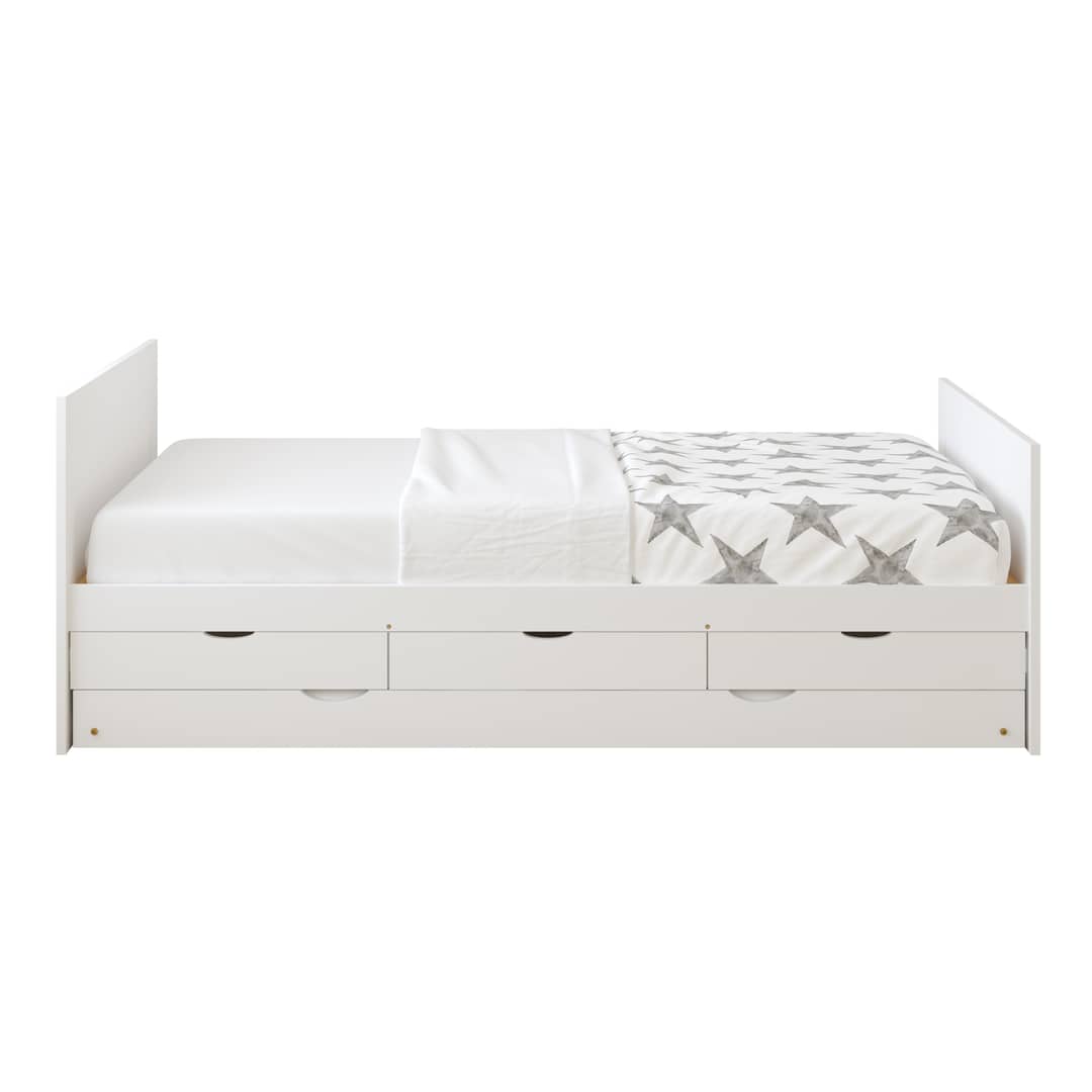 Sunny Eli Kids Bed with Trundle and 3 Storage Drawers White – Without Mattress