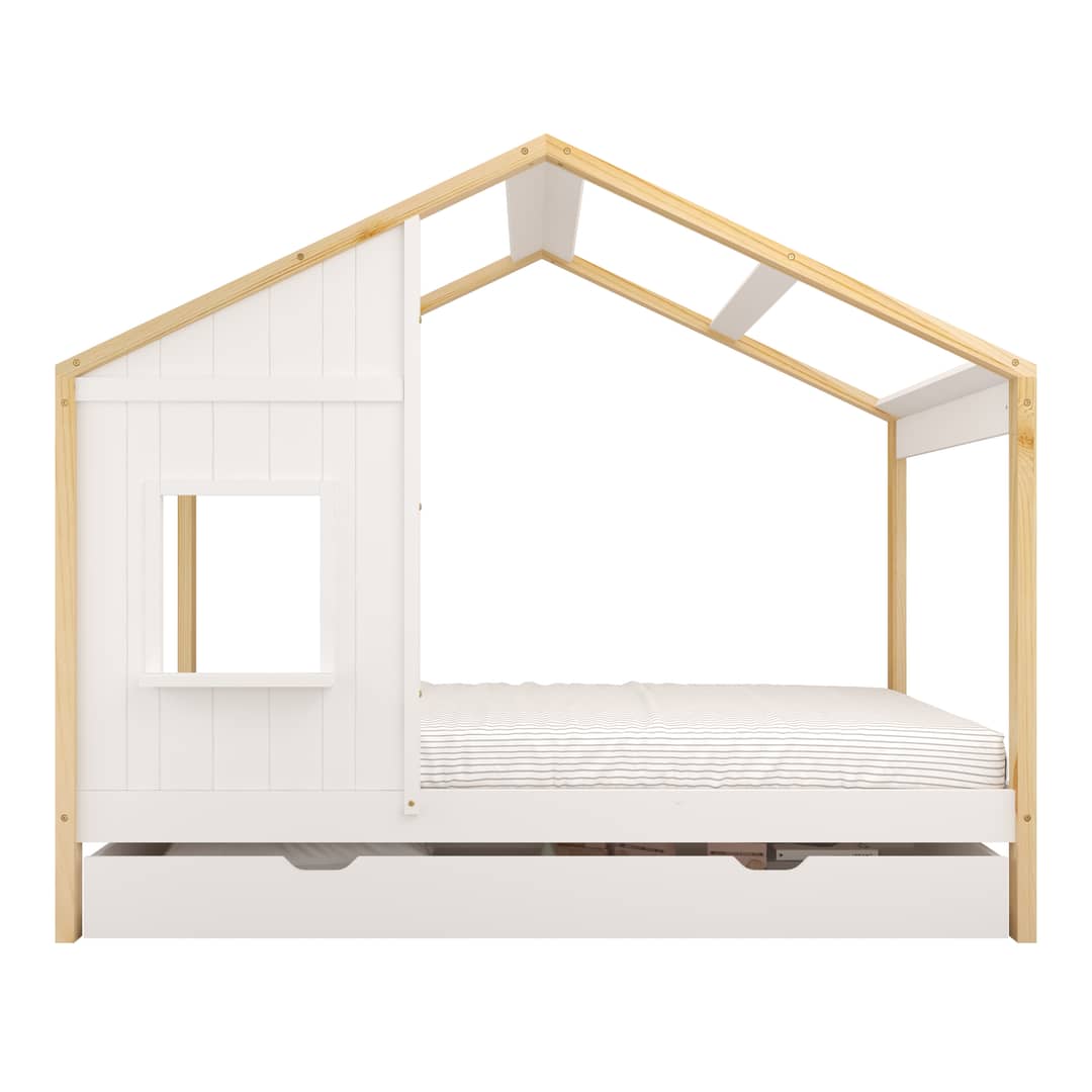 Sunny Beau House Bed with Storage Drawer Brown/White – Without Mattress