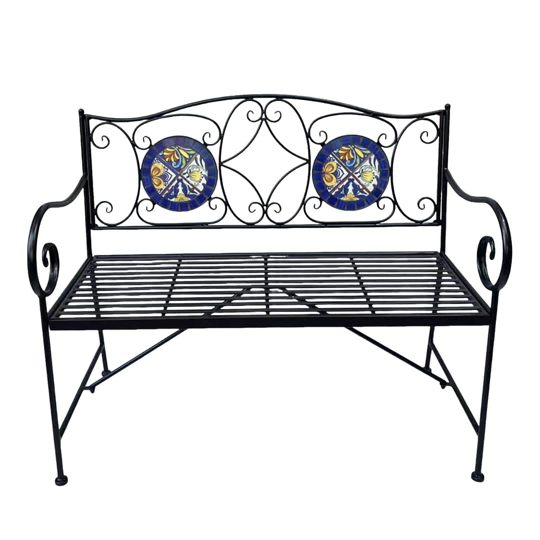 AXI Margot Mosaic Garden Bench Mediterranean Style – Blue/Yellow