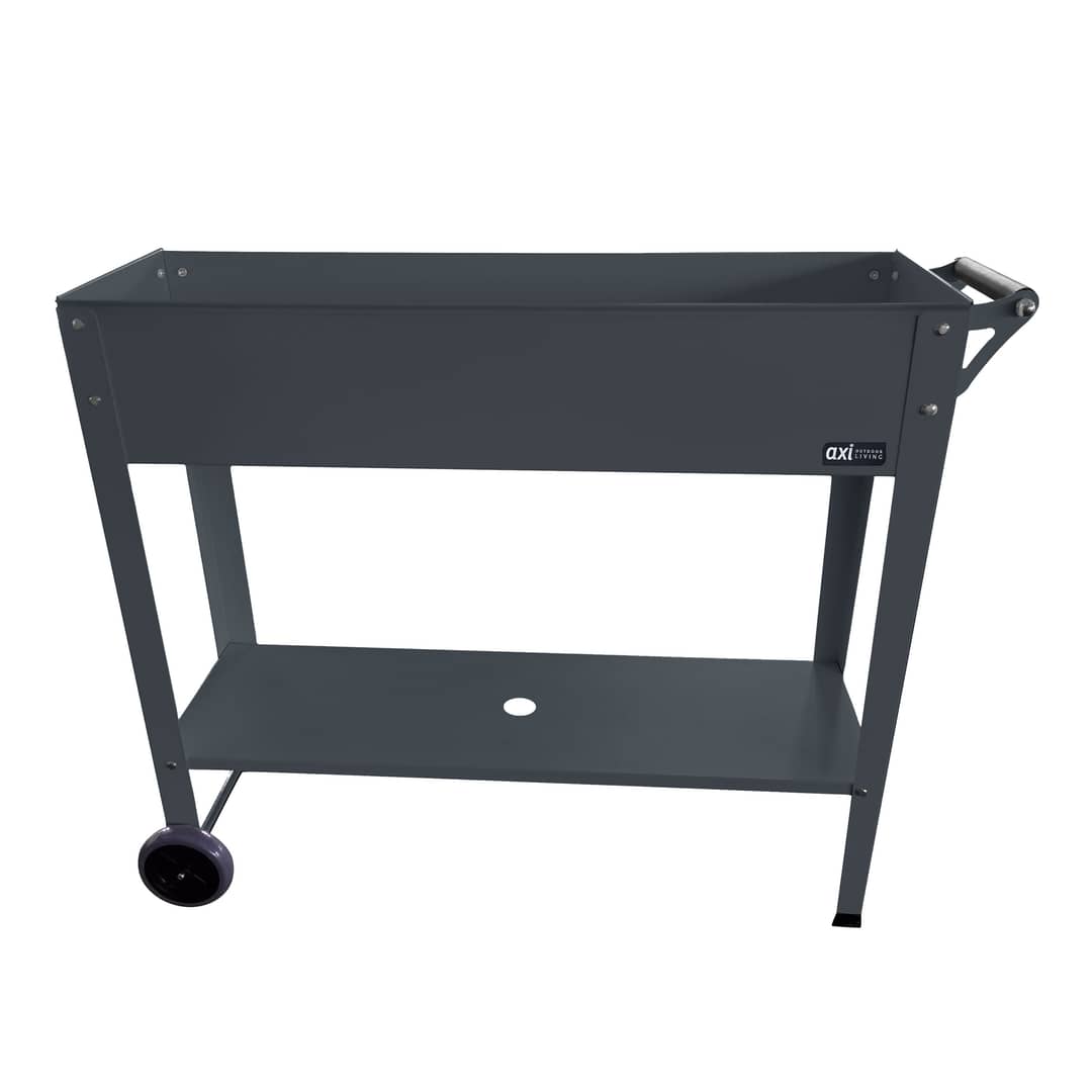 AXI Raised Planter with Wheels Metal Anthracite