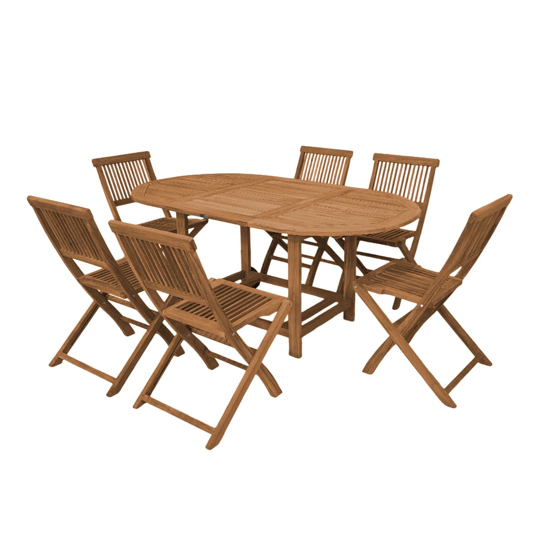 AXI Jadi Teak Foldable Garden Set with 6 Chairs