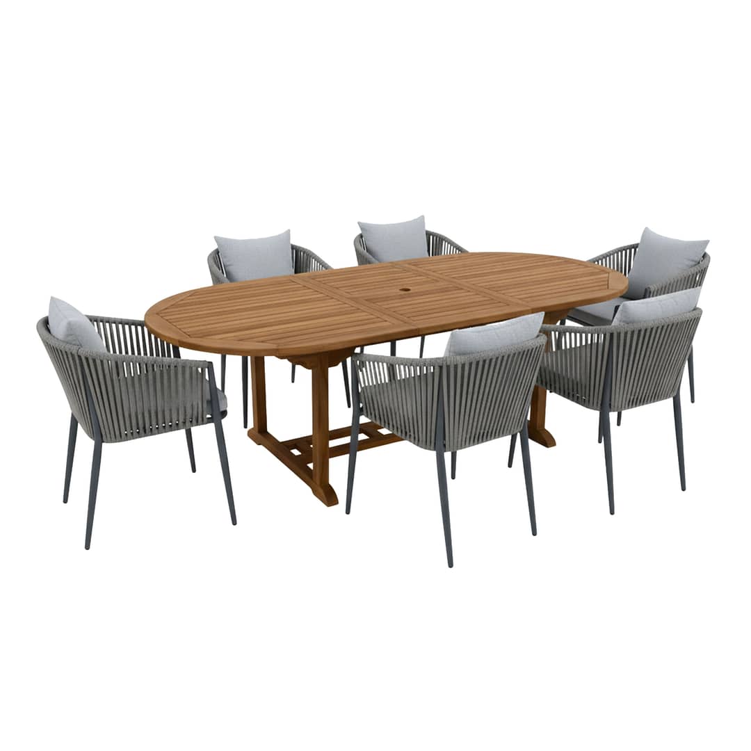 AXI Marzi/Faye 180-240 cm Dining Garden Set 7-piece Teak