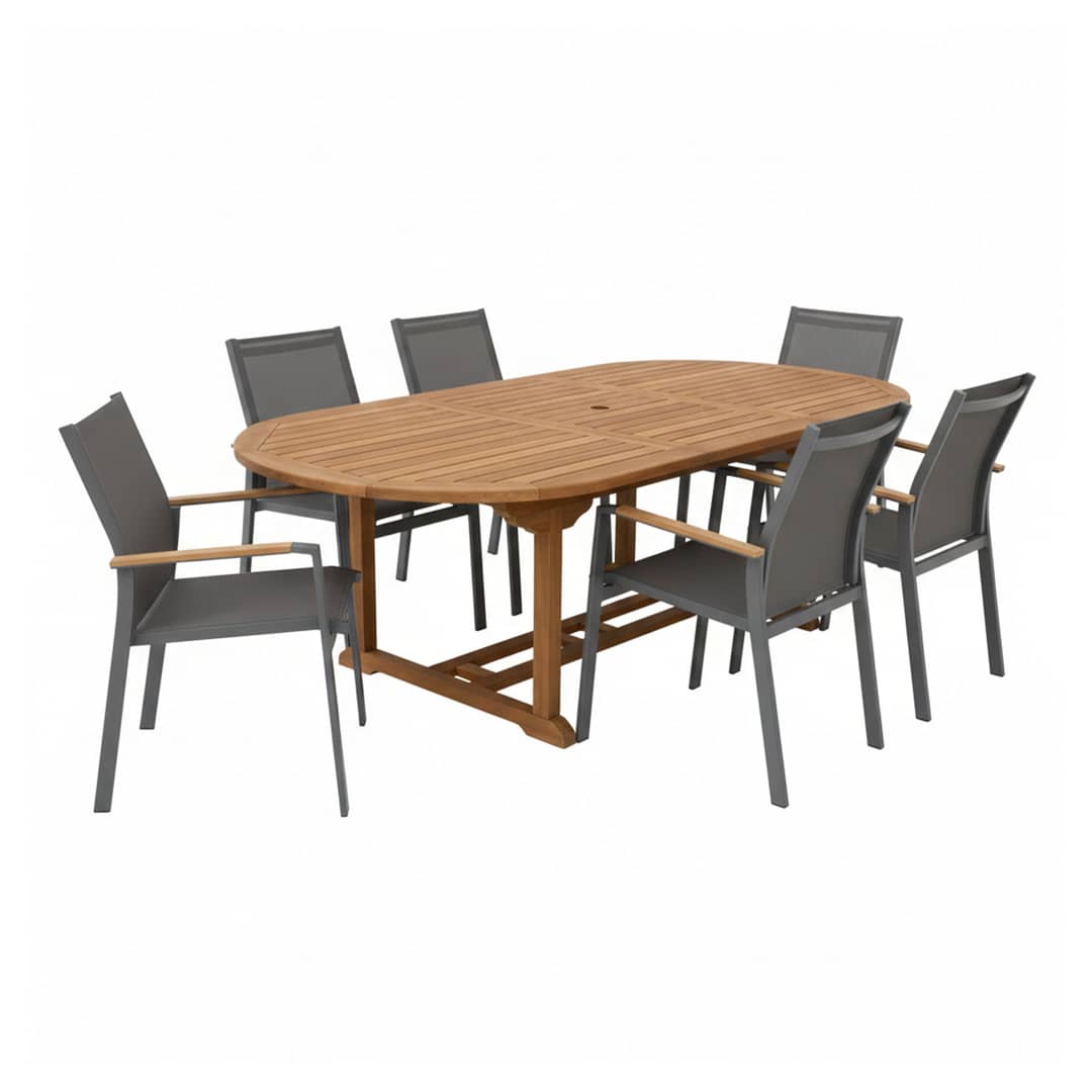 AXI Marzi/Alva 180-240 cm Garden Set 7-piece Teak - Extendable