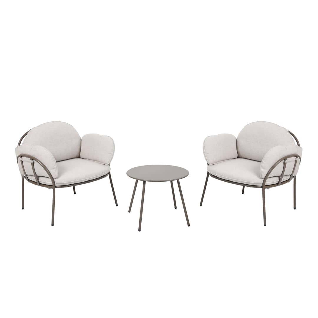 AXI Ziva Lounge Set with table & 2 chairs – Taupe/Beige